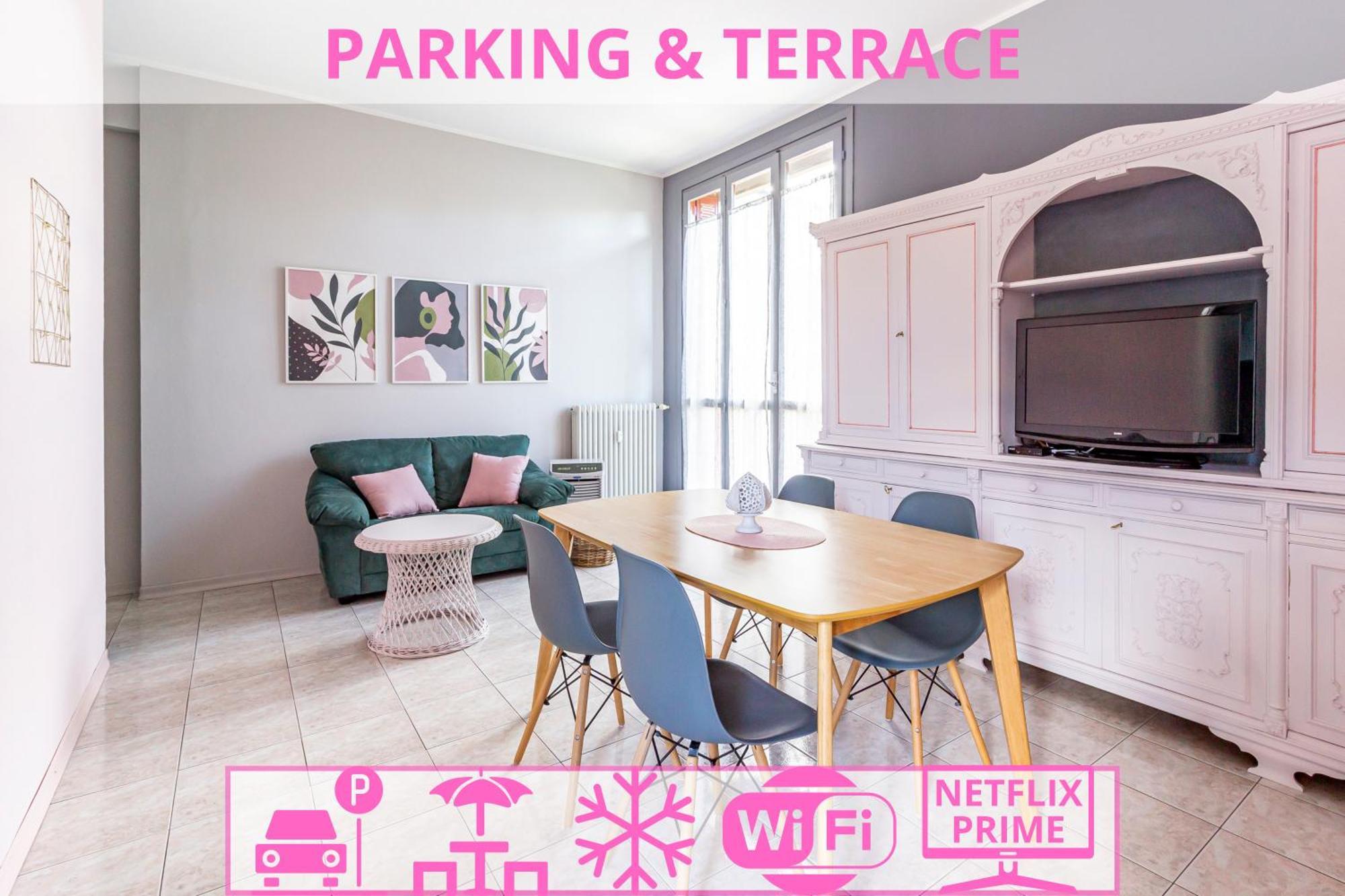 Parking & Terrace - Large 90 Mq - Self Check-In & Remote Access Lejlighed Como Eksteriør billede